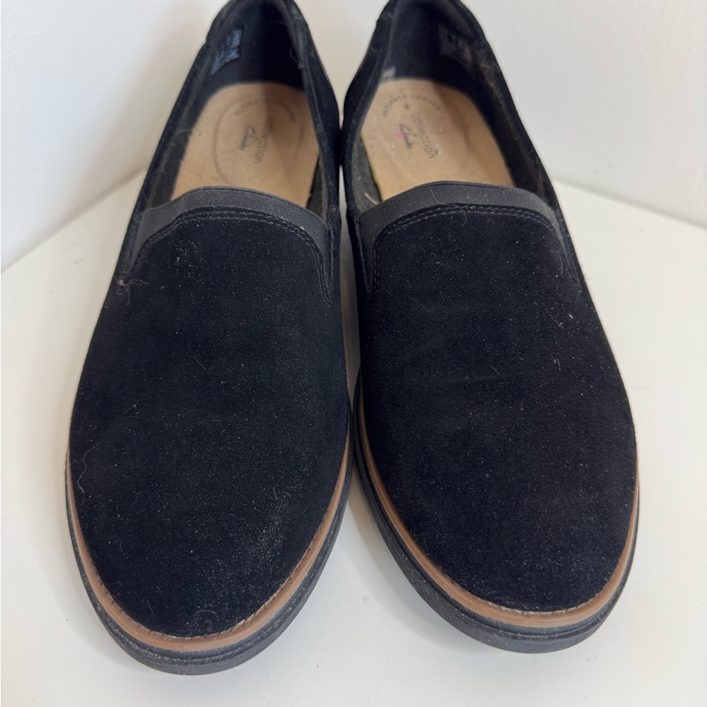 Black Suede Clarks Women’s  Slip-On Shoes 11w